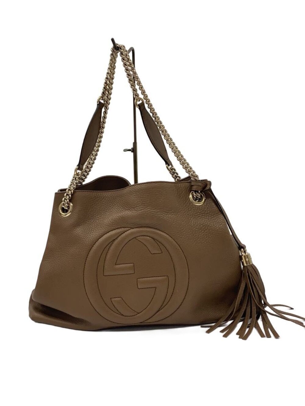 Gucci Chain Tote Bag Soho Leather Beige